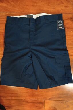 NWT Dickies Regular Fit Flex Cargo Work Shorts Navy Blue Size 36